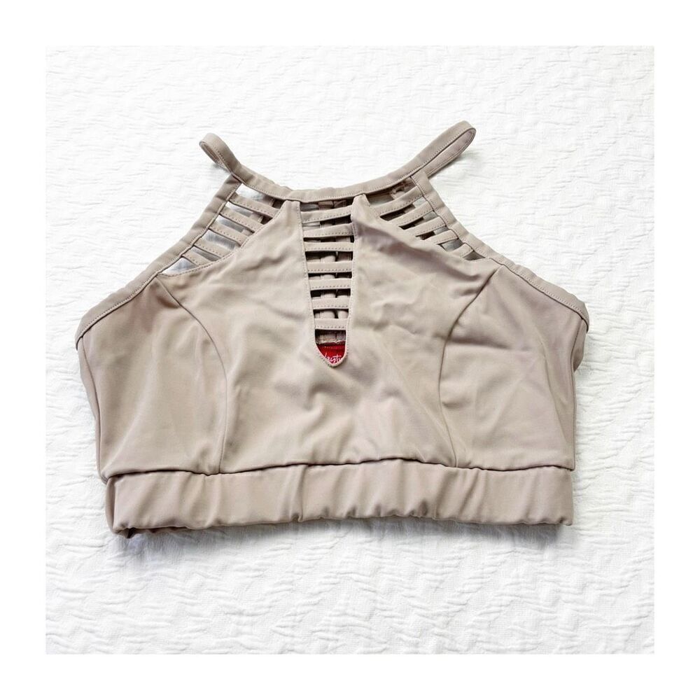 Buy 1 get 1 free Day trip xs nude tan beige sports bra caged high neck